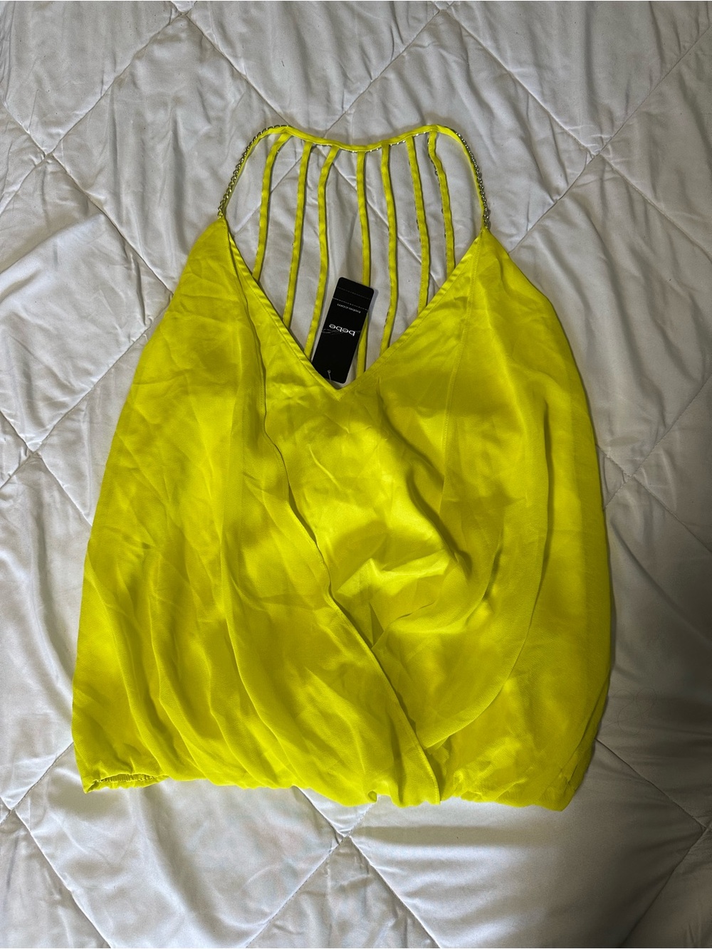Bebe Y2K Neon Yellow Strappy Halter Top- NWT
